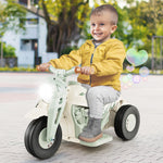 Costzon Kids Motorcycle, 6V Battery Powered Ride on Motorcycle with Bubble Maker, Music, LED Headlight, Forward & Backward, 3 Wheels Electric Motorcycle for Kids, Gift for Boys & Girls (Beige)
