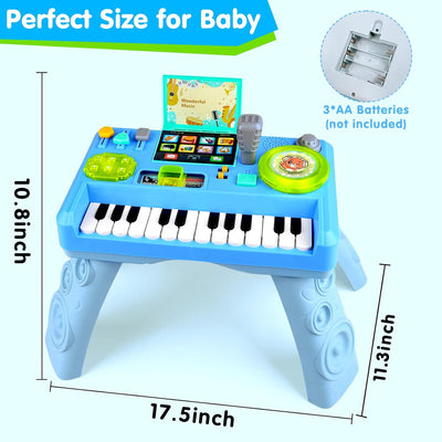 Baby DJ Table for Toddlers 1-3, Baby Musical Piano Toys 6-9-12-18 Months Toddler Activity Learning DJ Mixing Table with Music & Light Educational Toys for 1 Year Old Boy Girl Christmas Birthday Gifts
