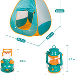 FUN LITTLE TOYS Pop Up Play Tent with Camping Gear and Tools Set, Outdoor Toys for Kids