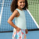 PATPAT Girls 2 Piece Tennis Skirt Set Size 7-8 Green Tank Tops and Tie Dye Skort Athletic Sets Sleeveless Shirts + High Waisted Pleated Skirt 2 Piece Outfits Girl Clothes Tennis Outfit Activewear