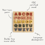 mushie Wooden Alphabet Puzzle | for Kids 3 Years+ | Preschool Educational & Toddler Montessori Toys (26 pcs)