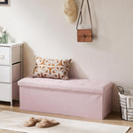 DUMOS 43in Foldable Storage Ottoman Bench, Storage Chest, Large End of Bed Foot Rest Stool with Padded Seat, Bedroom Bench for Living Room, Support 660lbs, Pink