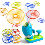 WATUDOU 15 PCS Flying Disc Launcher Outdoor Indoor Game Toys Gifts for 3 4 5 6 7 Year Old Boys Kids, Outdoor Outside Game Toys for Boys Girls Ages 3-5 4-8, Ideal 3 4 5 6 Year Old Birthday Gifts