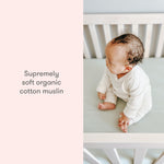 Newton Baby Organic Fitted Crib Sheets (2-Pack) - 100% Breathable and Ultra-Soft, 100% Organic Muslin Cotton, Stardust Print in Blush Coral + Solid White, Fits All Standard Cribs