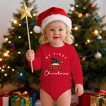 My First Christmas Outfits Romper Infant Baby Boy Girl Xmas Tree Onesie Bubble Sweatshirt Bodysuit Holidays Clothes