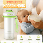 Portable Bottle Warmer for Travel – Fastest Heating & Charging & Long Battery Life, Fits Global 100-240V, Sterilization & Water Quality Test Mode, 17Oz Baby Milk Warmer for Breastmilk, Formula, Water