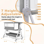 Baby Bassinet,3 in 1 Bedside Bassinet for Baby with Hanging Toys,Foldable Baby Bassinets Bedside Sleeper,4-Sided Mesh Bedside Crib with Wheels and Storage Basket,6 Height Adjustable (Light Grey)