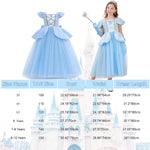 DLLYING Cinderella Dresses For Girls Little Kids Toddler Princess Fancy Dress Up Clothes + Accessories Halloween Christmas Carnival Birthday Party Role Play Cosplay Costume Blue 7-8 Years