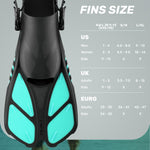 CAPAS Snorkel Fins, Swim Fins Travel Size Short Adjustable for Snorkeling Diving Adult Men Women Kids Open Heel Swimming Flippers
