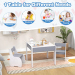 Costzon Kids Table and Chair Set, 4 in 1 Wooden Activity Table & 2 Chairs with Detachable Blackboard for Arts, Crafts, Drawing, Reading, Storage, 3 PCS Toddler Table and Chairs for Boys Girls (Gray)