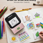 Rongta Mini Sticker Printer, Bluetooth Thermal Label Printer, Portable Inkless Label Maker Suitable for Creative Kids DIY, Diaries, Study Notes, Pink