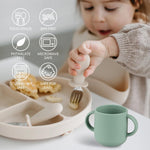 Mintlyfe Pack of 2 Silicone Drinking Mug Cup for Toddlers Kids (Natural/Cambridge Blue)