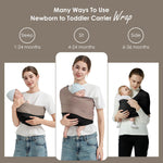 Shiaon Baby Wrap Carrier, Lightweight Baby Wearing Wraps for Newborn and Infant, Soft Swaddle Holder Carrier, Cozy Baby Sling 7-35 lbs Black+Brown