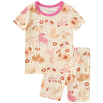 pureborn Toddler Viscose From Bamboo Pajamas Set Pjs - Little Girl Short Sleeve Snug Fit Soft Sleepwear 2pcs Animal Flower 2T