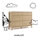 Storkcraft Horizon 6 Drawer Dresser (Driftwood) – GREENGUARD Gold Certified Dresser for Nursery & Kids’ Room, Modern Storage with Interlocking Drawer System