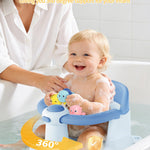 Baby Bath Seat for Babies 6 Months & Up - Bathtub Seats for Babies with 3 Baby Bath Toys, Non-Slip, Comfortable, Infant Bath Essentials-Blue