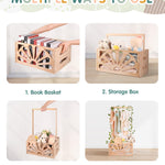 Wooden Baby Shower Crate Closet-Baby Shower Basket with Handle Hanger Rack String Lights Welcome Gift Basket Wooden Crate for Baby Shower Newborn Boys Girls Pregnancy Gifts for New Parents X-Large