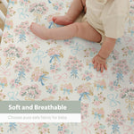 Pastel Floral Bows Baby Crib Sheets for Boy Girl 28"x52" Preppy Floral Pink Blue Bows Soft Snug Fitted Crib Mattress Covers Boho Flowers Spring Summer Baby Sheet Fits Crib & Toddler Bed Mattresses