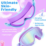 Vvinca Kids-Swim-Goggles with Bungee Strap Wide View Anti Fog UV No Leak Swimming Mask Pool Goggle for 3-14 Toddlers Girls Boys