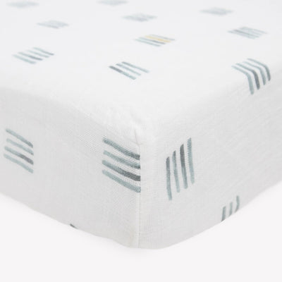 Little Unicorn Premium Crib Sheet | Breathable & Super-Soft Muslin Fabric (Blue Stacks)