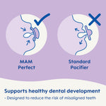MAM Perfect Night Baby Pacifier, Patented Nipple, Glows in The Dark, 2 Pack, 6-16 Months, Boy