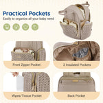 mommore Diaper Bag Backpack Small Diaper Backpack Travel Baby Bag Quilted Diaper Bag with Insulated Pockets, Stroller Straps