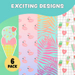 Yoobi College Ruled 8 x 10.5” Spiral Notebook Set – Bulk 6-Pack of 1 Subject Notebooks, Variety of Cute Designs – 100 Perforated 3-Hole Punched Sheets, For School, Office & Home
