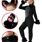 Spooktacular Creations Girls Cat Costume, Black Cat Plush Costume, Child Outfit Set with Tail Headband Gloves for Kids Halloween Role Play Themed Parties, M