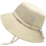 FUOITA UPF 50+ Baby Sun hat Baby Bucket hat with Strings Summer Sun Protection Infant Sun hat for Kids Khaki