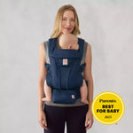 Ergobaby Omni Deluxe Baby Carrier for Newborn to Toddlers 0-48 Months (7-45 lbs) - 4-Position Breathable Mesh Baby Carrier with Ergonomic Support, Storage Pockets, and Sun Hood - Midnight Blue