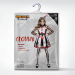 Spooktacular Creations Girls Clown Costume, Halloween Scary Clown Costume, Black and White Bloody Jester Dress for Girls Halloween Dress Up, Role Play, Cosplay Party-L