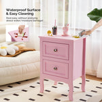 Bonnlo Nightstand Set of 2, Nightstands with 2 Drawers, Bed Side Table/Night Stand, Pink Nightstand, Small Nightstand for Bedroom, College Dorm, Kids’ Room, Living Room, Wood, 16W x 12D x 24H