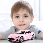 TGRCM-CZ 1/36 Scale Maserati GT Casting Car Model, Zinc Alloy Toy Car for Kids, Pull Back Vehicles Toy Car for Toddlers Kids Boys Girls Gift (Pink)