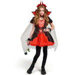 Spooktacular Creations Halloween Girls Vampire Costume, Red Dark Vampire Dress Costume for Girls Halloween Dress up, Role-Playing and Parties