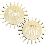Double Sided Sun Gender Reveal Sign, Boho Sun Baby Boy or Girl Pregnancy Birth Announcement Wooden Sign, It's A Boy Girl Photo Prop, New Mom Gift, Sun Baby Shower Hospital Nursery Sign