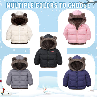 flower frail Infant Baby Bear Winter Snowsuit Hooded Jacket Warm Fleece Coat Windproof Outerwear for Toddler Boys Girls White 12-18M