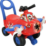 Kiddieland: Marvel Activity Plane Ride-On - Spidey - Spinning Light & Sounds, Foot-to-Floor Vehicle, Interactive Dashboard, Push Handle, Toddler 12mo+