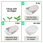 Ingenuity Sylvi Full Comfort 3-in-1 Grow with Me Baby Tub, Newborn to Toddler Baby Bath Tub, Supportive Sling, Includes Sylvie Wash Mit & Book, Easy Release Drain Plug, 0M+