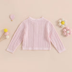 Newborn Baby Girls Knit Cardigans Long Sleeve Crewneck Hollow Knit Thin Sweater Toddler Button Tops Coat Outwear (Pink, 3-6 Months)