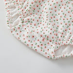 pureborn Baby Girls Bodysuit Peter Pan Collar Bubble Romper Long Sleeve One-Piece Cotton Outfit Pink Flower 9-12 Months