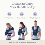 Ergobaby Embrace Newborn Baby Carrier for Infants 0-12 Months (7-25 lbs) - Ergonomic 2-Position Infant Carrier with Head and Neck Support, Hip-Healthy Positioning - Midnight Blue