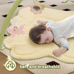 2PM SPORTS Green Butterfly Theme Baby Play Mat, Tummy Time Mat for Infant Newborn, Baby Play Gym Mat for Girl 0-6 6-12 Months, Activity Gym 5 Detachable Toys for Motor Skills & Sensory Development