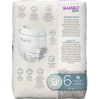 Bambo Nature Hypoallergenic Training Pants, Eco-Labeled Training Pants, Totally Chlorine-Free - Size 6 (19 Count)