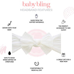 Baby Bling Bows - Newborn to Little Baby Girl Bows, 3PK CLASSIC KNOT Nylon Super Soft Stretchy Toddler Headbands, Perfect Hair Accessories Head Bands for Infant Kids, Made in the USA