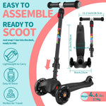 BELEEV A1 Scooter for Kids Ages 2-6, 3 Wheel Scooter for Toddlers Girls Boys, PU Light-Up Wheels, 4 Adjustable Height, Lean to Steer, Non-Slip Deck, Three Wheel Kick Push Scooter for Children (Black)