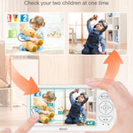 6" Baby Monitor with 2 Cameras and Audio 30 Hours Battery Upgrade Split Screen Video Baby Monitor Remote Pan-Tilt-Zoom 178°Wide-Angle 150 Languages No WiFi ECO 2-Way Talk Night Vision 1000ft Travel