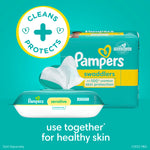 Pampers Baby Wipes Sensitive, Water Based Wipes, Hypoallergenic and Unscented Wipes, 192 Wipes Total (3 Refill Packs)
