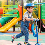 Gotrax KS3 Kids Kick Scooter, LED Lighted Wheels, Adjustable Height Handlebars and Removable Seat, Lean-to-Steer & Widen Anti-Slip Deck, 3 Wheel Scooter for Kids Ages 2-8 and up to 100 Lbs (Blue)
