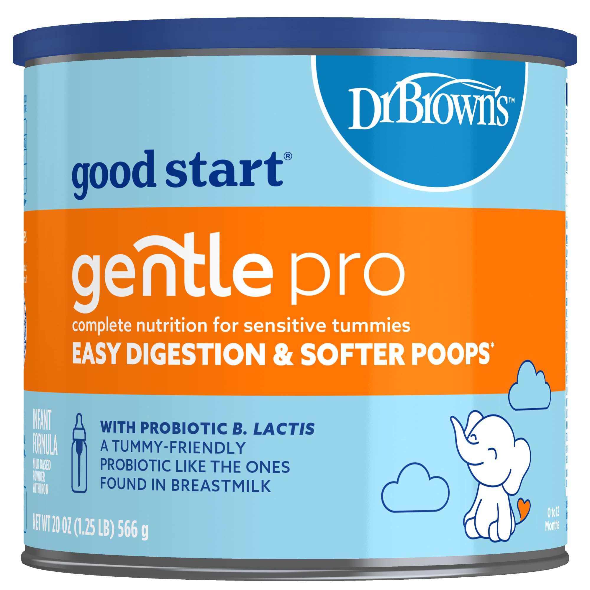 Good Start | Dr. Brown’s Gentle Pro, Baby Formula Powder, For Sensitive Tummies, Easy Digestion and Softer Poops, Infant Formula with Probiotics, DHA, Non-GMO, 32 OZ