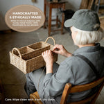 Klippehop Diaper Caddy Organizer, Hand Rattan Nursery Baby Basket Changing Table Organizer for Baby Essentials, Baby Shower Gifts, Versatile Shelf Basket Bathroom/Kitchen Organizer (Natural Deep, L)